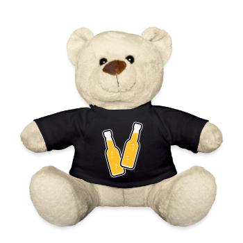 2 Flaschen Stoßen An (Limonade Softdrink / POS 3C) - Teddy - Schwarz - Vorne