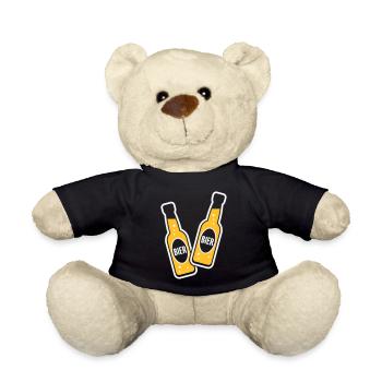 2 Bierflaschen Stoßen An (Bier Biertrinker NEG 2C) - Teddy - Schwarz - Vorne