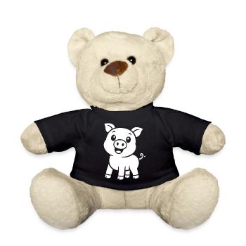 Cute Piggy Silhouette Animal Motif - Teddy Bear - black - Front