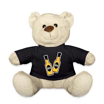 2 Bierflaschen Stoßen An (Bier Biertrinker NEG 3C) - Teddy - Schwarz - Vorne