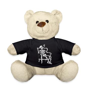 Skeleton on Sofa Smoke Chill - Teddy Bear - black - Front