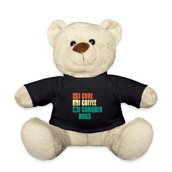 Coffee Coding Programmer Coder Developer Nerd Coff - Teddy Bear - black - Front