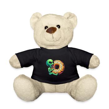 Außerirdischer UFO Donut Bäcker Gebäck lustig - Teddy - Schwarz - Vorne
