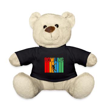 Bowling Retro Design Bowling Geschenk - Teddy - Schwarz - Vorne