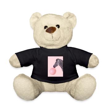 Zebra With Bubblegum / Pink Gum - Teddy Bear - black - Front