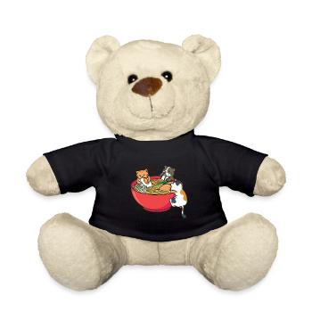 Kawaii Japonais Ramen nouilles Chats Anime Japon - Nounours - noir - Devant