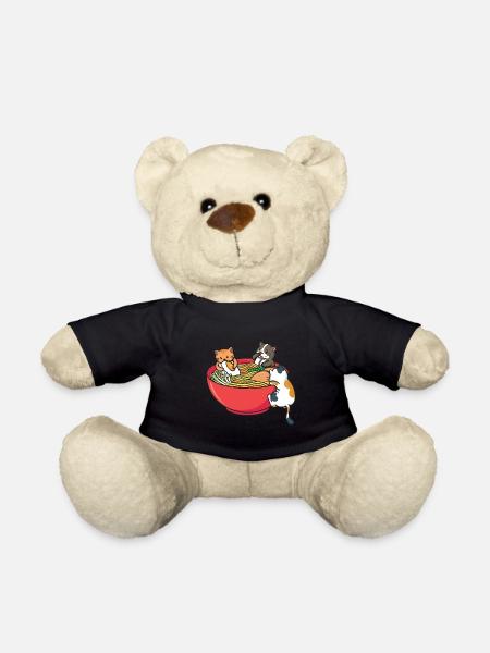 Kawaii Japanese Ramen Noodles Cats Anime Japan - Teddy Bear - black
