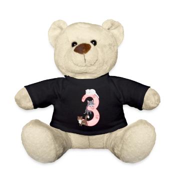 3. Geburtstag Mädchen Katze - Teddy - Schwarz - Vorne