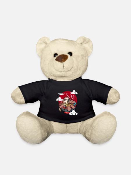 Lustiges Faultier Isst Ramen Kawaii Japanische - Teddy - Schwarz