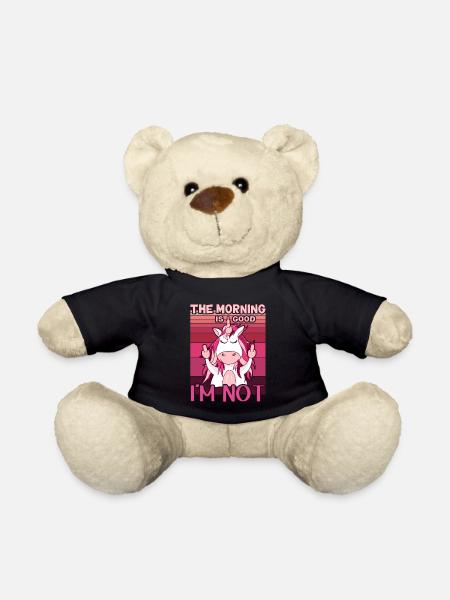 Böses Einhorn zeigt Mittelfinger. Morgenmuffel - Teddy - Schwarz