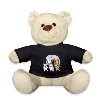 1er anniversaire Dabbing Llama Licorne Paresseux | 1er - Nounours - noir - Devant
