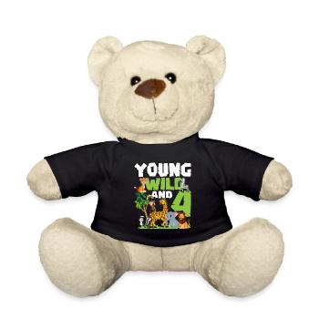 Jeune sauvage et 4 | Safari Animal Thème Anniversaire - Nounours - noir - Devant