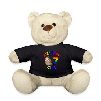 Geburtstag 7 Mädchen Niedliches Baby Faultier - Teddy - Schwarz - Vorne