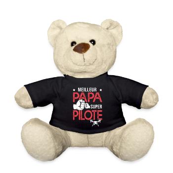 Cadeau papa meilleur papa pilote de drone - Nounours - noir - Devant