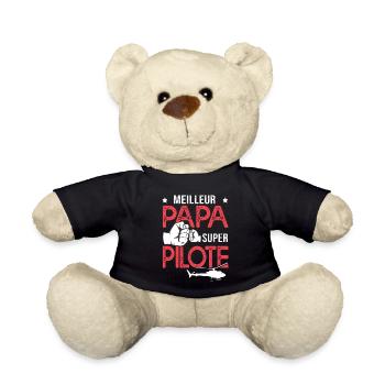 Cadeau papa meilleur papa pilote de hélicoptère - Nounours - noir - Devant