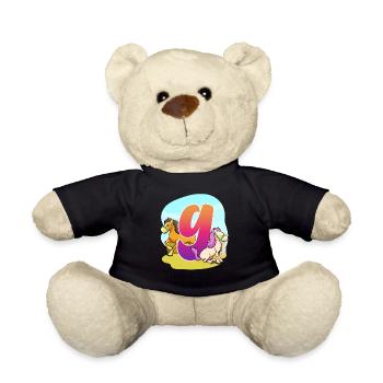 9th Birthday Riding Riding Theme Nine Party - Teddy Bear - black - Front