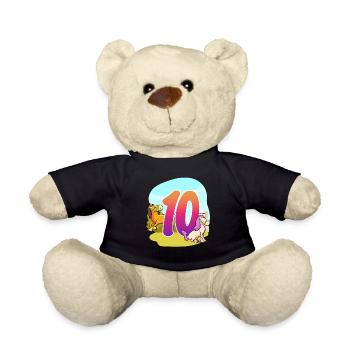 10th Birthday Riding Horse Theme Ten Party - Teddy Bear - black - Front