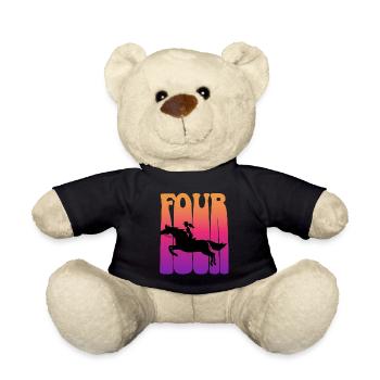 Girl riding, I am 4 years old, children 4. - Teddy Bear - black - Front