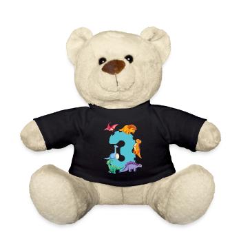 3ème anniversaire | Chemise d’anniversaire de dinosaure | - Nounours - noir - Devant