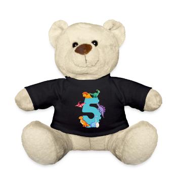 5th birthday | Dinosaur Birthday Shirt | - Teddy Bear - black - Front