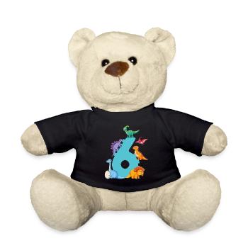 6ème anniversaire | Chemise d’anniversaire de dinosaure | - Nounours - noir - Devant