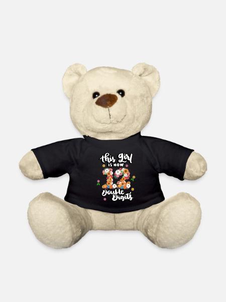 Dieses Mädchen Ist Jetzt 12 Double Digits Floral - Teddy - Schwarz