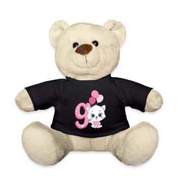 9th Birthday Kitten | Cat Birthday Shirt | - Teddy Bear - black - Front