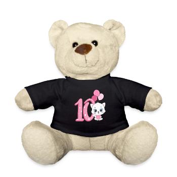 Chaton 10e anniversaire | Chemise d’anniversaire chat - Nounours - noir - Devant