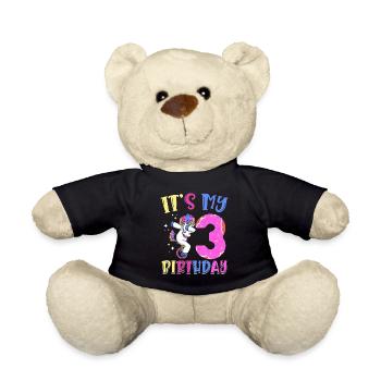 Es Ist Mein 3 Geburtstag Dabbing Unicorn Pony 3. - Teddy - Schwarz - Vorne