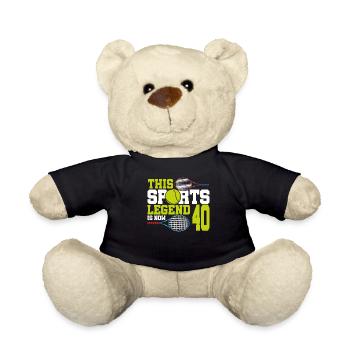 This sports legend is now 40, tennis 40. - Teddy Bear - black - Front
