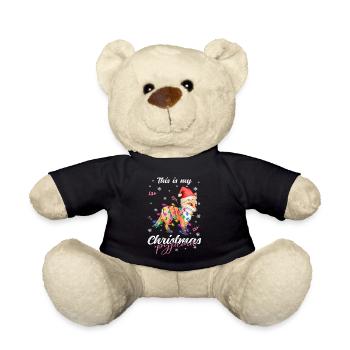 lustig Fuchs Weihnachten Weihnachtsschlafanzug - Teddy - Schwarz - Vorne
