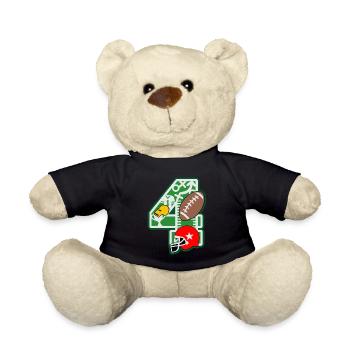 Fußball 4. Geburtstagsparty Nummer 4 - 4 Jahre - Teddy - Schwarz - Vorne