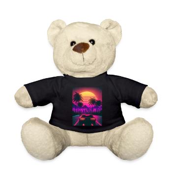 Synthesizer Synthwave Retrowave Skyline Car - Teddy - Schwarz - Vorne