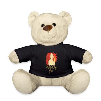 Funny Kissed By Fire Redhead Ginger Red Hair Quote - Teddy - Schwarz - Vorne
