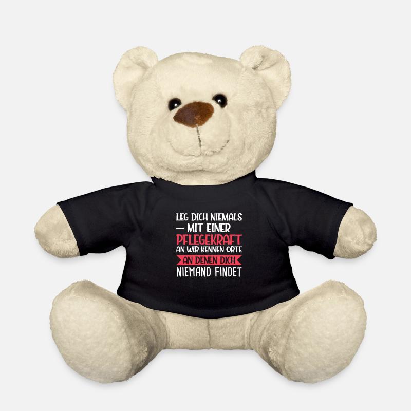 Pflegekraft Krankenpflegerin Pflegekräfte Geschenk - Teddy - Schwarz
