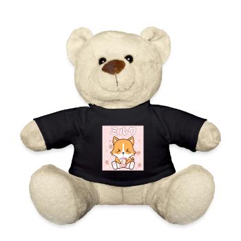Japanese Kawaii Strawberry Milk Gift - Teddy Bear - black - Front