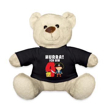 4.Geburtstag Pirat Piraten Geschenk - Teddy - Schwarz - Vorne