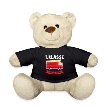 1.Klasse Feuerwehr Schulanfänger Geschenk - Teddy - Schwarz - Vorne