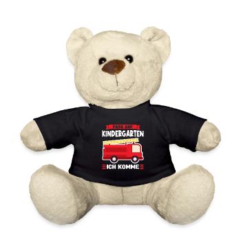 Kindergarten Feuerwehr Kita-Kind Geschenk - Teddy - Schwarz - Vorne