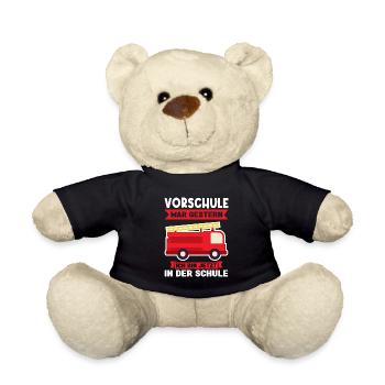 Schulkind Feuerwehr Schulstart Geschenk - Teddy - Schwarz - Vorne