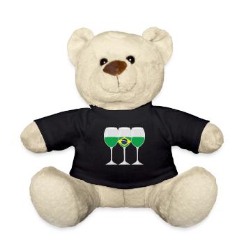 Flagge Weinglas Brasilianische Geschenk - Teddy - Schwarz - Vorne