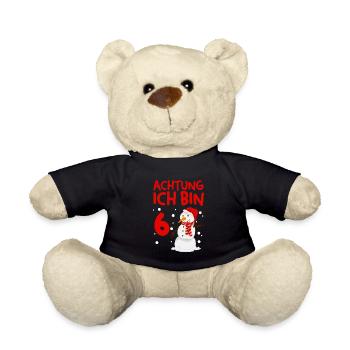 6.Geburtstag Schneemann 7 Jahre Geschenk - Teddy - Schwarz - Vorne