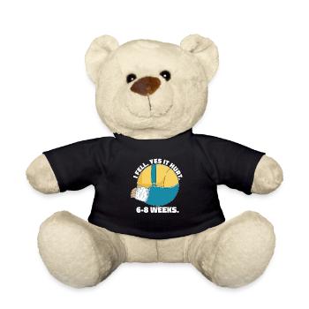 Gebrochener Arm Spruch - Fraktur Gipsarm - Teddy - Schwarz - Vorne