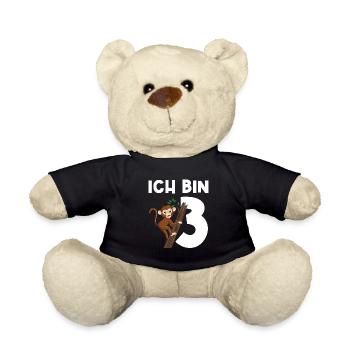 3.Geburtstag Affe Geburtstagsparty Geschenk - Teddy - Schwarz - Vorne