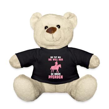 Reiterin Pferd Pferdeliebe Geschenk - Teddy - Schwarz - Vorne