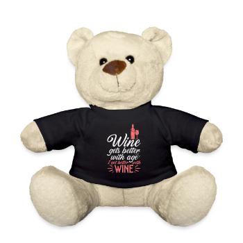 Wine Gets Better With Age Wein Trinkspruch - Teddy - Schwarz - Vorne