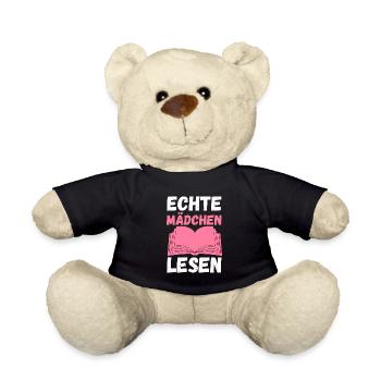 Lesen Mädchen Leser Geschenk - Teddy - Schwarz - Vorne