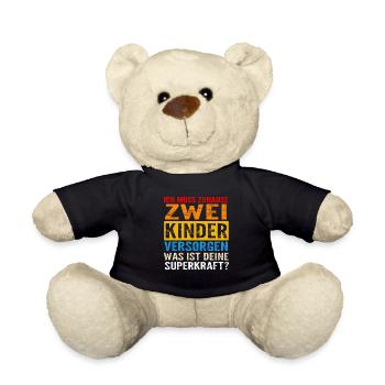 Papa 2 Kinder Vater Geschenk - Teddy - Schwarz - Vorne