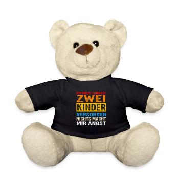 Papa 2 Kinder Vater Geschenk - Teddy - Schwarz - Vorne