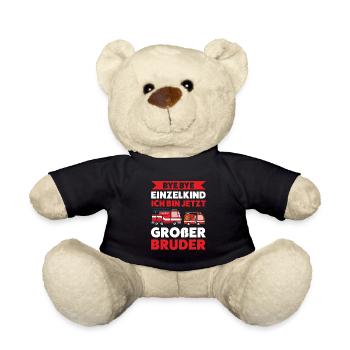 Großer Bruder Feuerwehr Geschwister Geschenk - Teddy - Schwarz - Vorne
